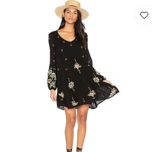 Free People Black Embroidered Tunic Dress Size Small